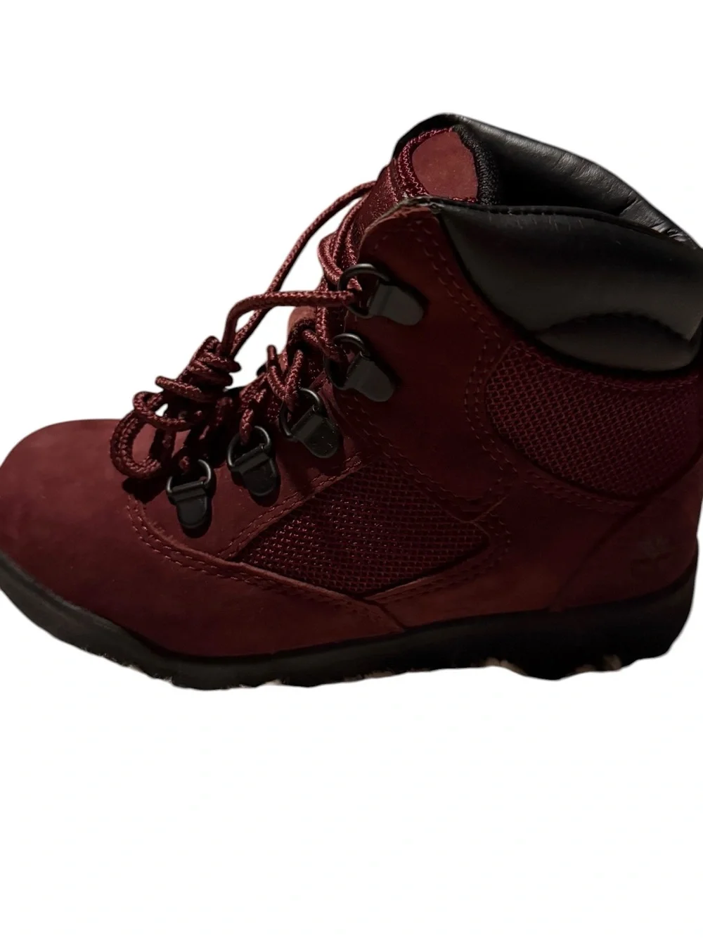 Timberland Kids Burgundy and Black Lace-Up Hiking Boots